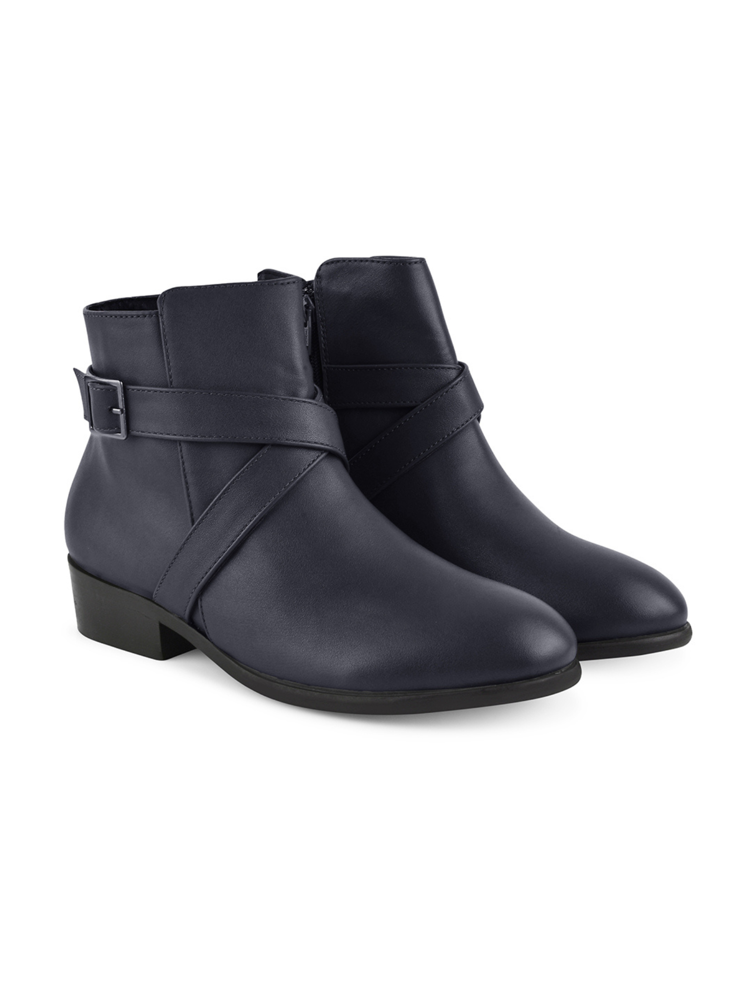Women Heeled Buckle Detail Mid-Top Regular Boots