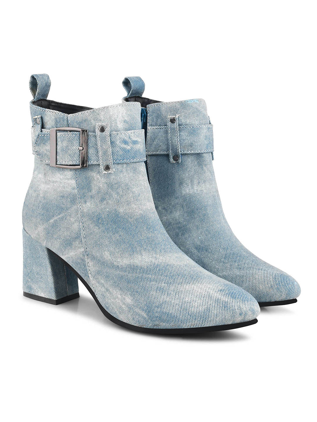 Denim Block Heel Casual Boots