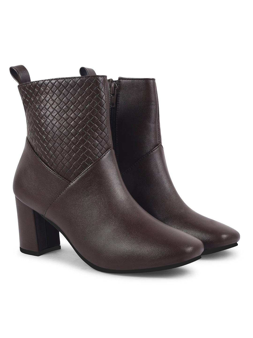 Textured Mid-Length Heel Boots