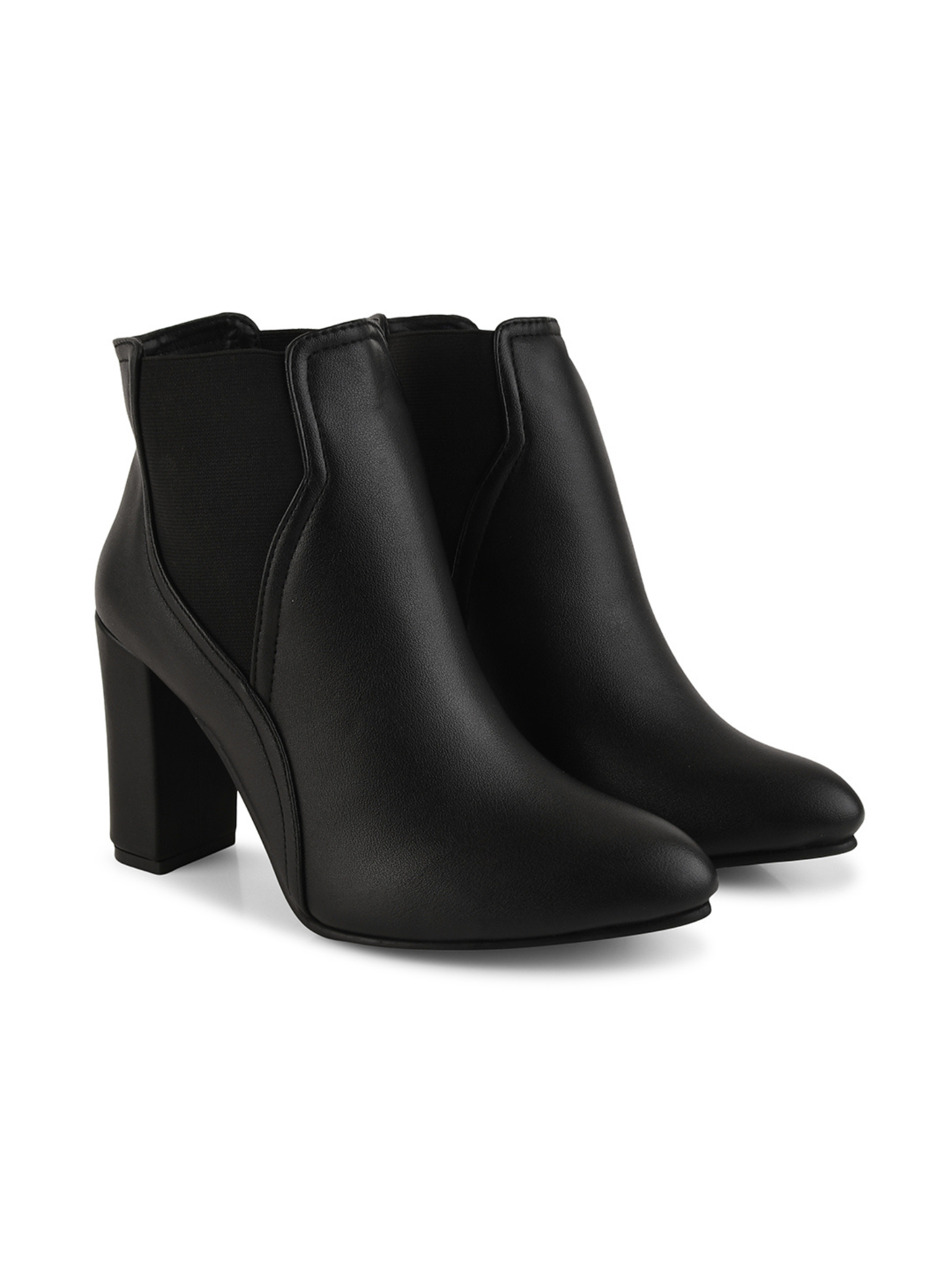Women Mid Top Block Heel Party Pointed Toe Chelsea Boots