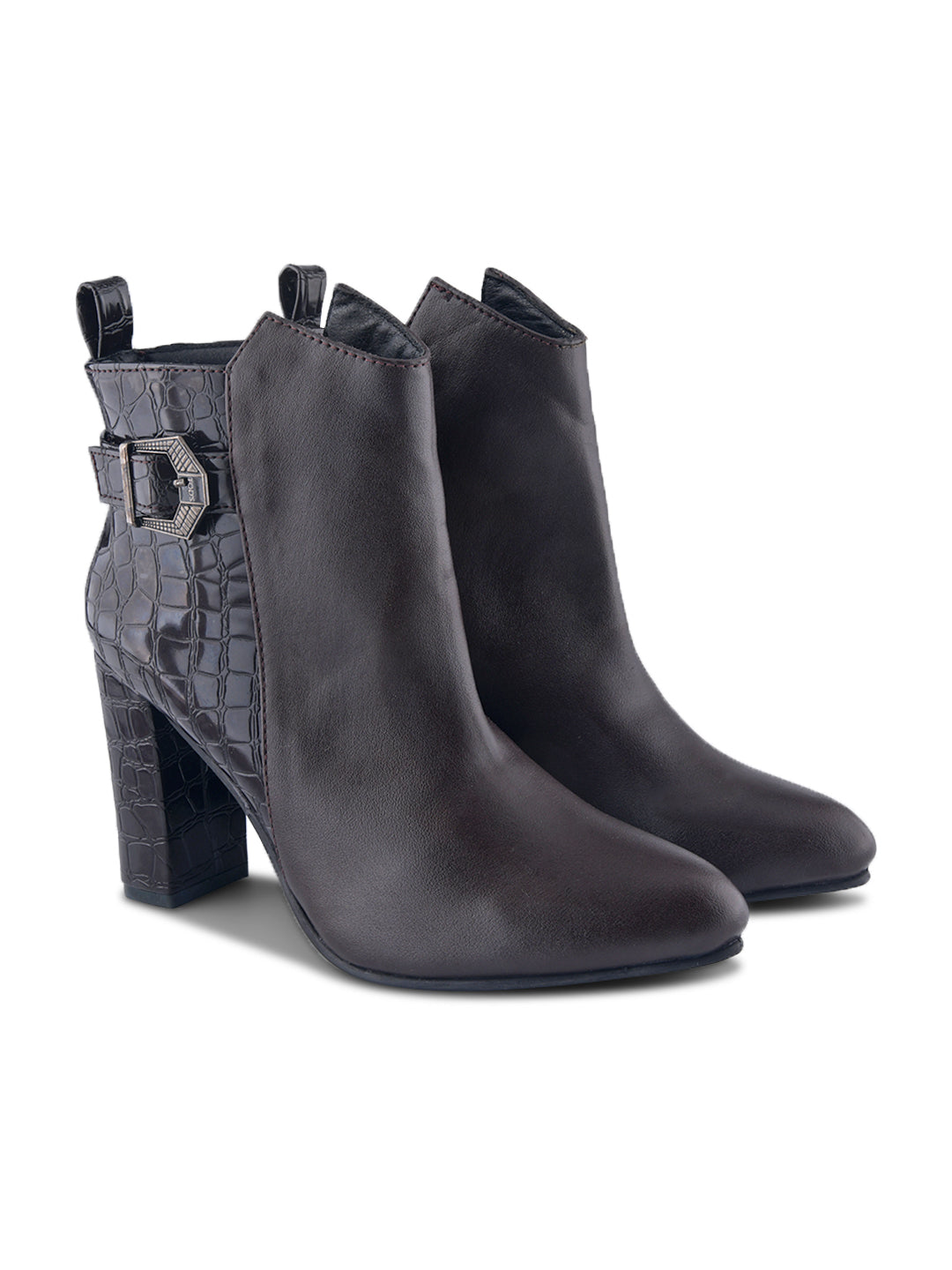 Women Croc-Textured Casual Boots