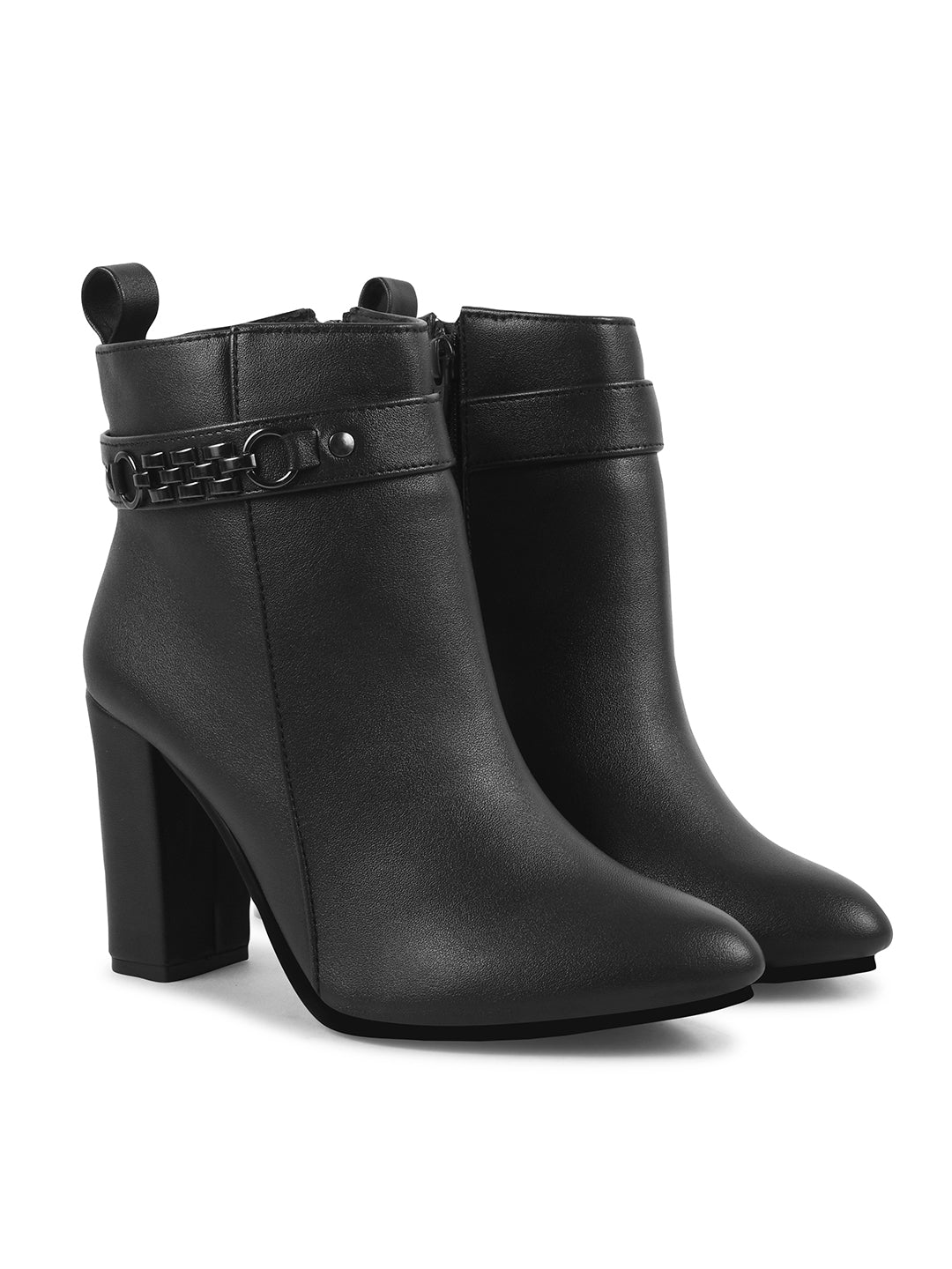 Block Heel Mid Ankle Length Boots