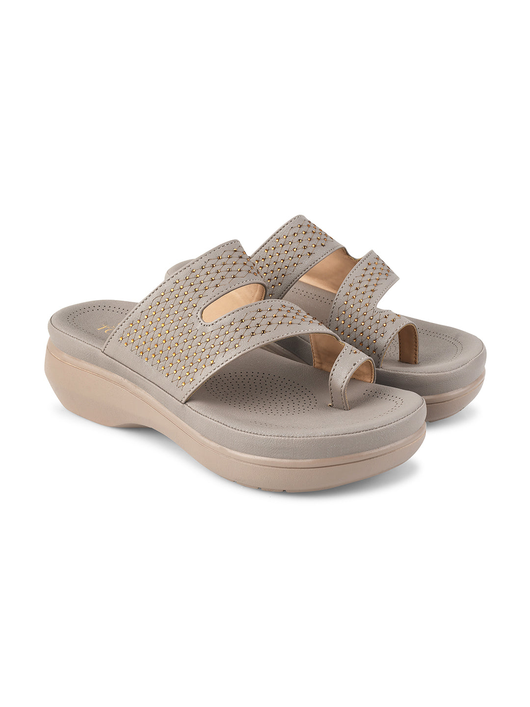 Embellished Open Toe Comfort Heel