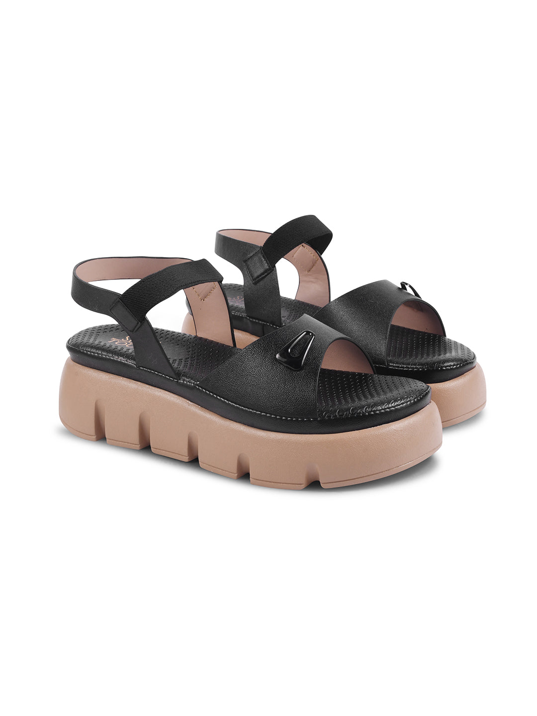 Black Chunky Comfort Sandals