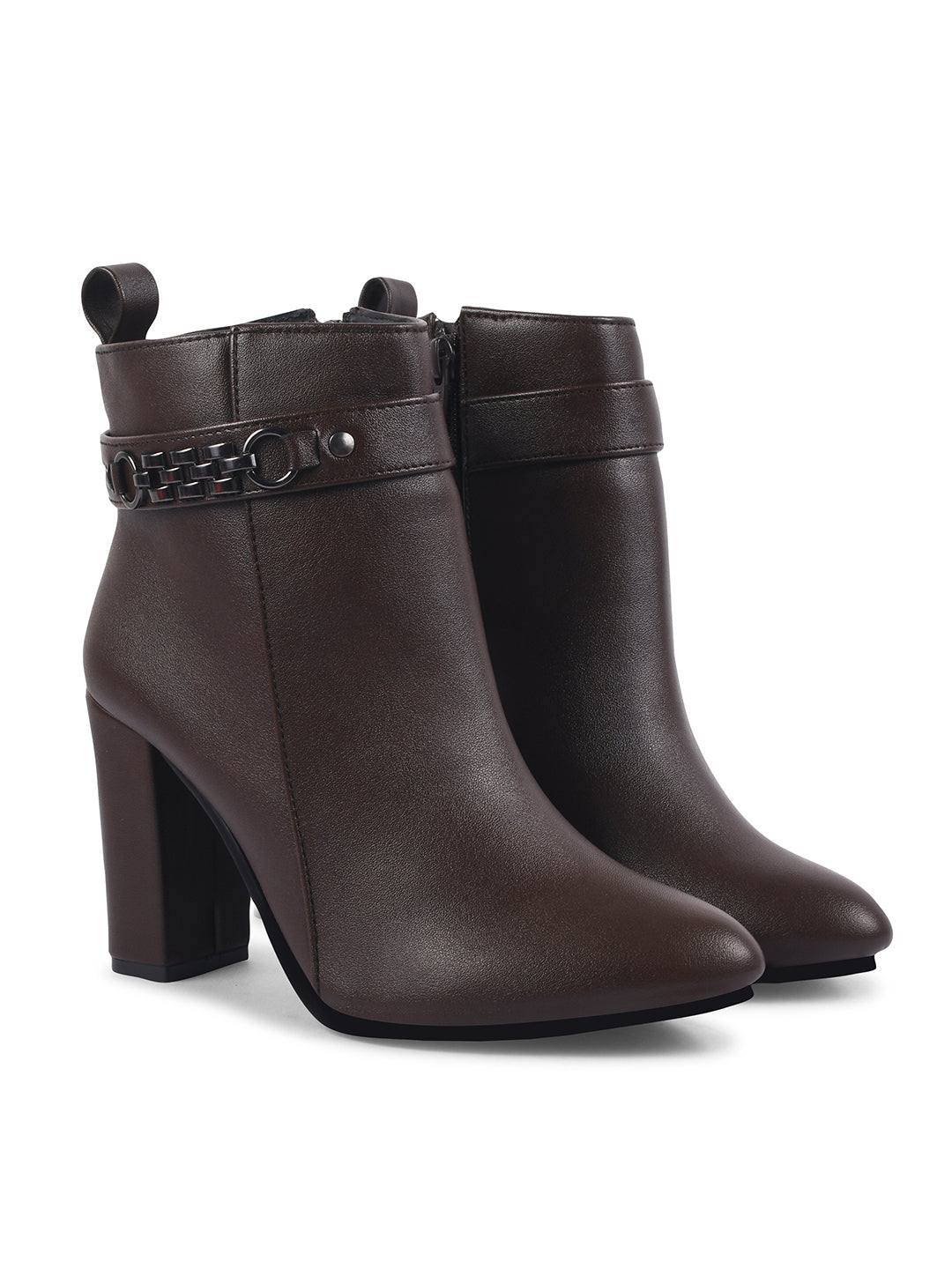 Block Heel Mid Ankle Length Boots