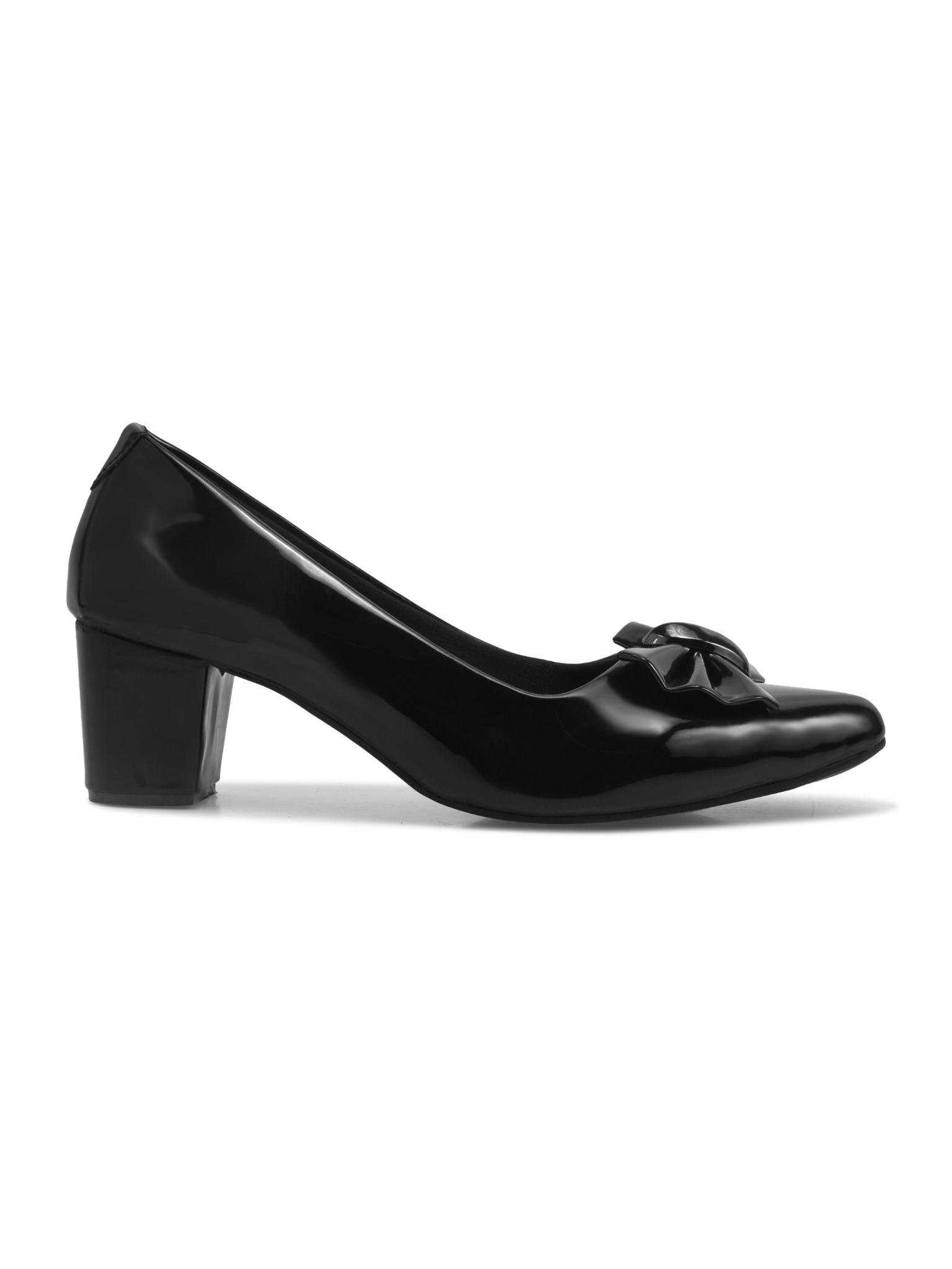 Women Block Heel Black Embellished Pumps Heels
