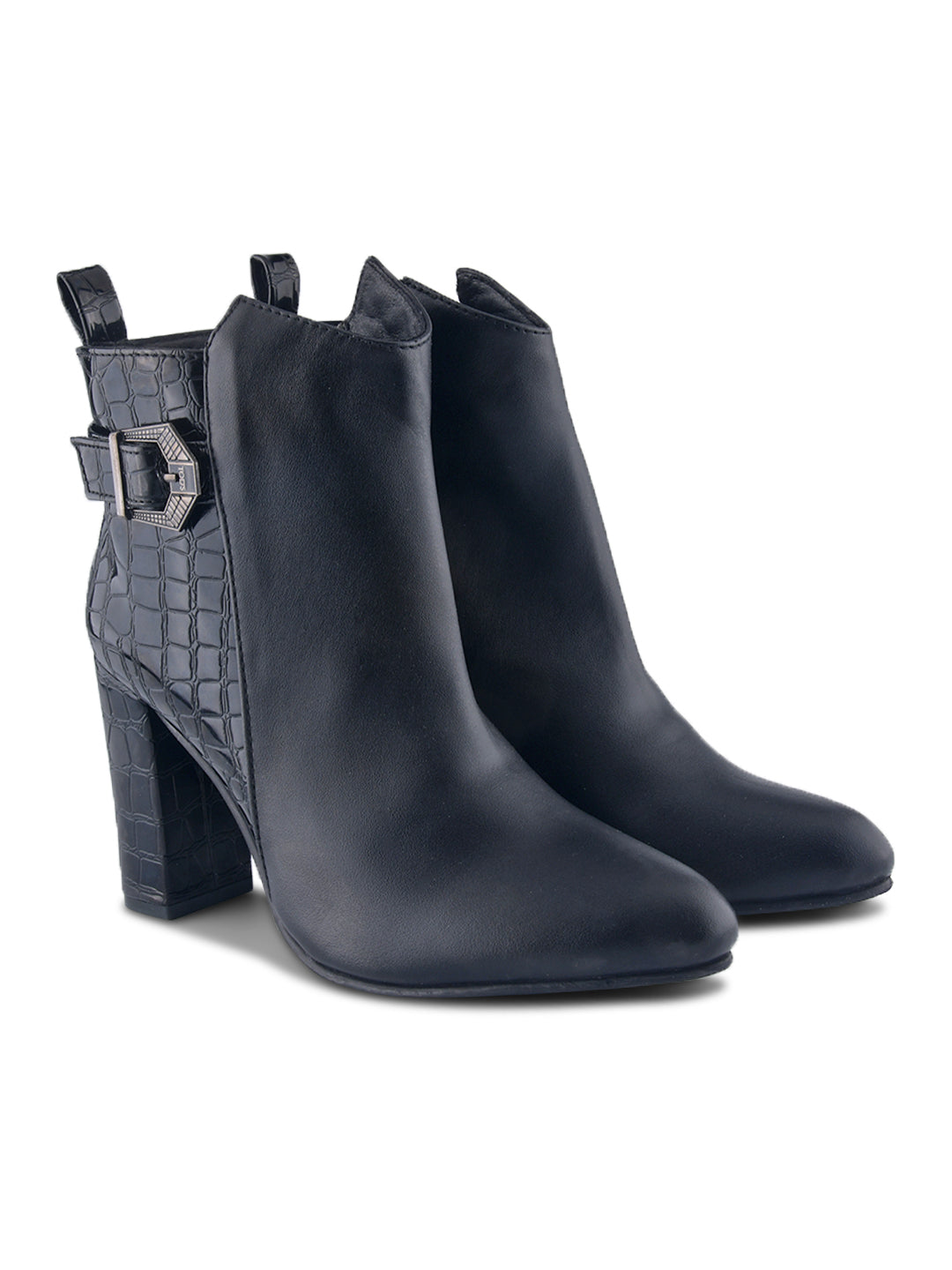 Women Croc-Textured Casual Boots