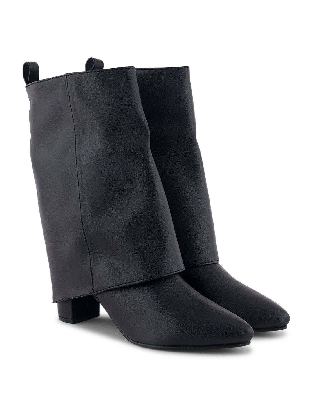 Mid-Calf Slouchy Block Heel Casual Boots